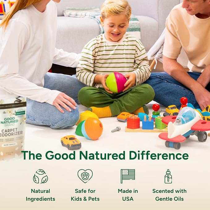 Good Natured Brand | Carpet Freshener & Deodorizer Powder | 31 oz Pet Odor Eliminator for Strong Odor & Pet Urine | Fresh Natural Warm Vanilla Scent | Safe for Homes with Pets