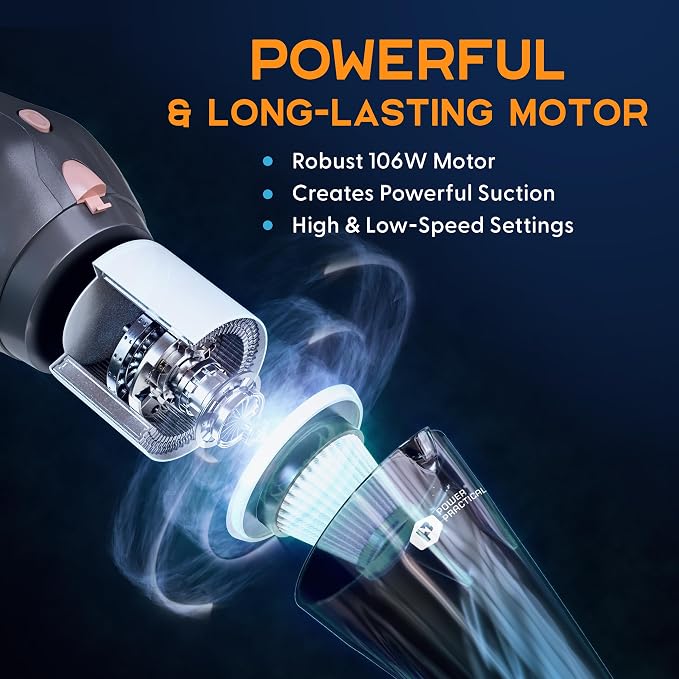 THISWORX Car Vacuum Cleaner - Portable, High Power, Handheld Vacuums w/ 3 Attachments, 16 Ft Cord & Bag - 12v, Auto Accessories Kit for Interior Detailing - Black | 12V High Power, Lightweight Design for Car Interior, RV, Boats & Travel. Includes 3 Att...