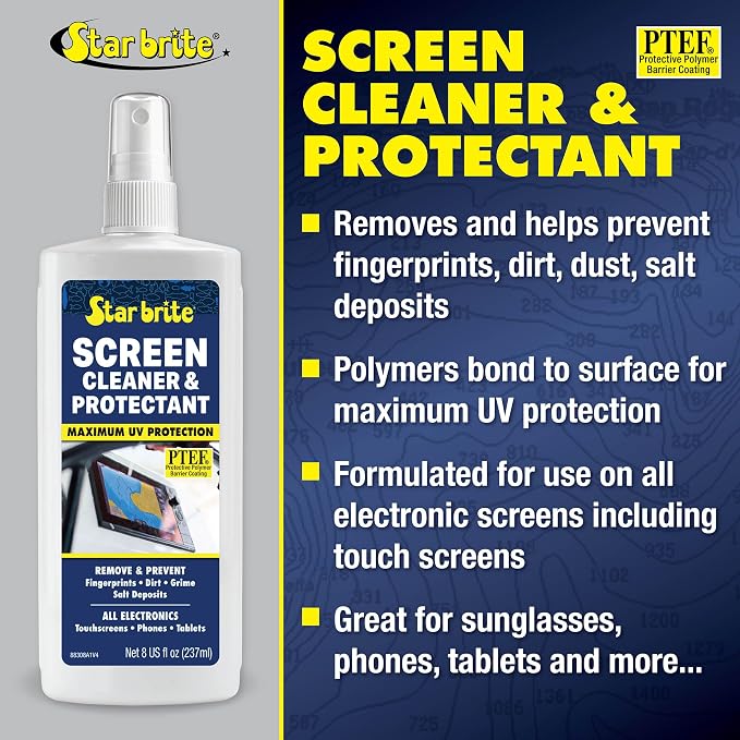 STAR BRITE Screen Cleaner & Protectant; Clean & Protect Phones, Tablets, Sunglasses, Helmet Visors, Touchscreens & More. Shed Fingerprints, Grime, Salt Water & Increase Rain Visibility (088308)