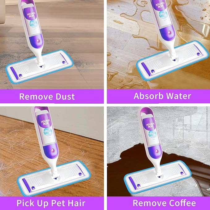 Reusable Power Mop Refill Pads for Swiffer Power Mop Starter Kit | Swifter Powermop Pads Refills - Multi-Surface & Wood Mopping Pad Refill for Floor Cleaning - Washable Microfiber Pad, 4 Pack