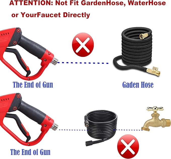 Tool Daily Pressure Washer Gun with Replacement Wand Extension, 64 Inch | 17" Extension Wand, 30° Curved Rod, 5 Power Washer Tips with Holder, M22 Fittings, 5000 PSI, Not Compatible with GardenHose