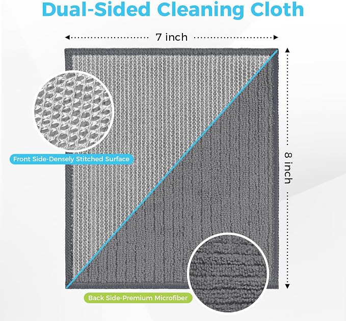 AIDEA Non Scratch Wire Dishcloth 24PK, Upgraded Wire Dishwashing Rag for Kitchen, Dual Sided, Dish Cloths for Washing Dishes, Cleaning Pads Steel Scrubber for Cookware, Sinks, Stove Tops, 7"×8" Grey