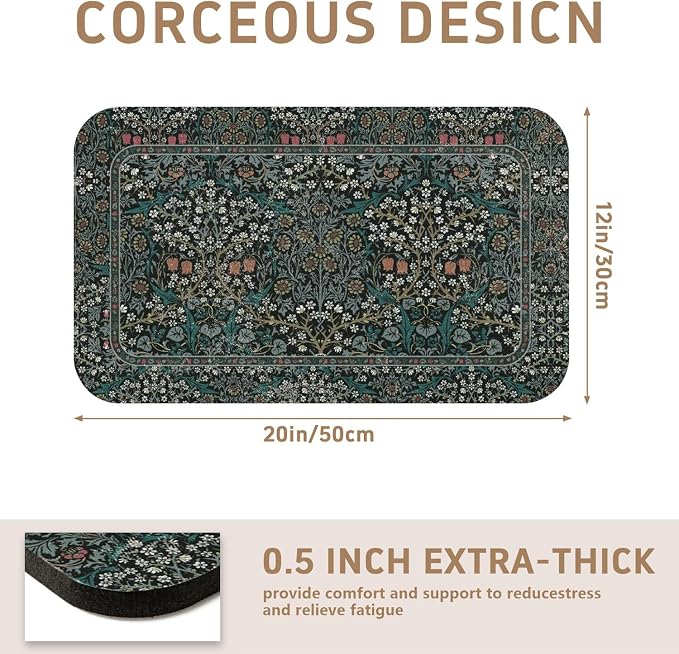Dish Drying Mat for Kitchen Counter 12x20 Inch, Boho Quick Dry Coffee Mat | Made of super absorbent diatomite that quick dries dishes, coffee machine & sink area. Non-slip rubber base for countertop