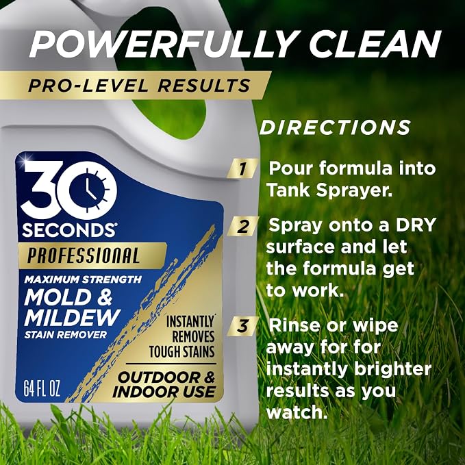 30 SECONDS Pro Mold and Mildew Stain Remover | Scrub Free | Brighter Results Instantly | Ready To Use Refill | 128 fl. oz. (2 PACK)