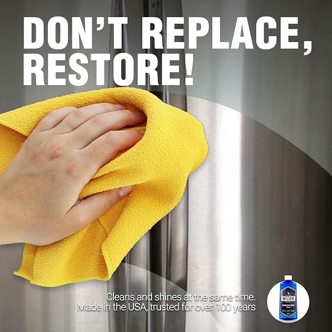 Milsek Stainless Steel Cleaner - Multipurpose Cleaning Supplies for Home and Kitchen Appliances, Sink, Stovetop, Dishwasher, Microwaves and Refrigerators - 12 Fl Oz (Pack of 12)