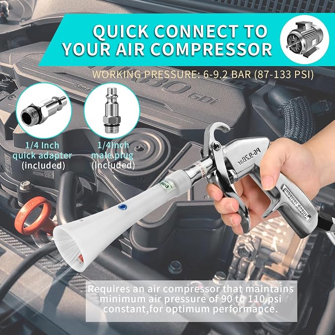 GOCCIDA Tornado Car Cleaning Gun Powerful Dry Car Detailing Air Gun Blower | Vortex Car Detailing Kit Pro High Pressure Blower Gun for Cleaning Interiors & Exteriors for Air Compressor Blasts Dust Fast
