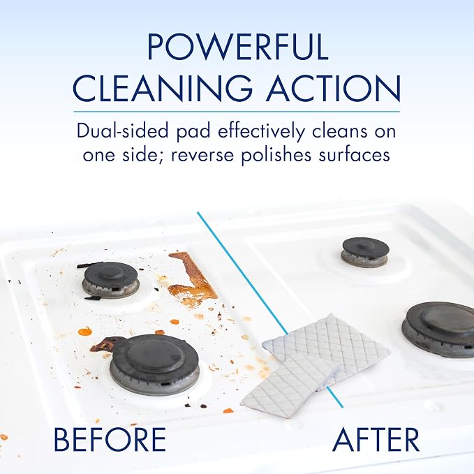 Glisten Cooktop and Kitchen Cleaning Pads for Glass, Gas Ranges, Ovens, Microwaves, and More, Dissolves Grease and Baked on Foods, Lemon Scent, 24 Large Pads or 48 Small Pads