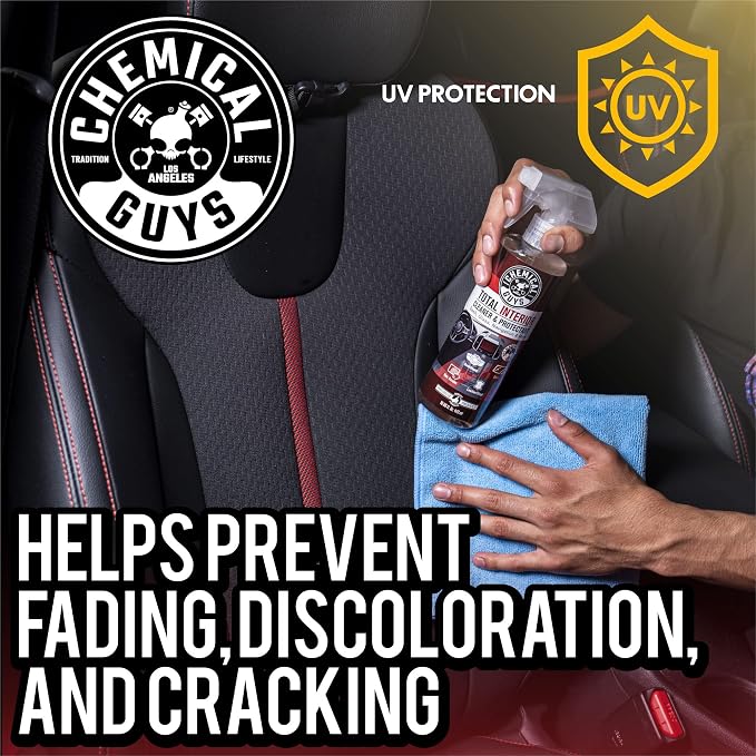 Chemical Guys, Total Interior Cleaner & Protectant, Black Cherry, 16 oz | Cleans leather, vinyl, plastic and glass in one step with a Black Cherry scent and a fresh, factory-style finish