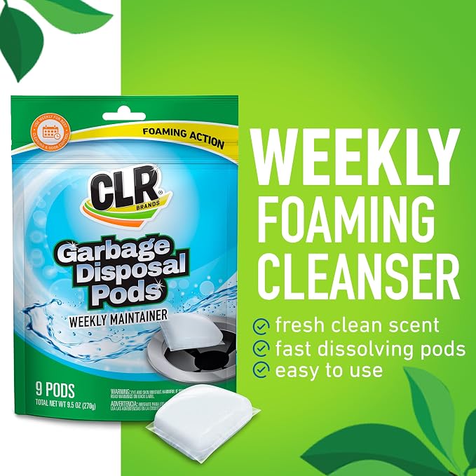 CLR Brands® Garbage Disposal Foaming Cleaner combines a powerful fast-dissolving formula with a fresh, clean-scented pod to safely clean and remove disposal odors without scrubbing. Use weekly.