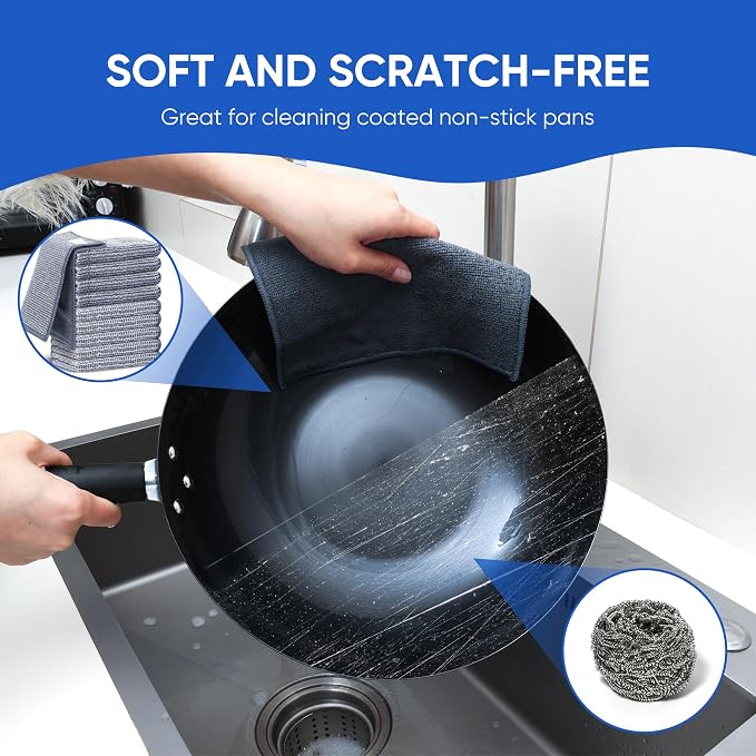 Forggon 10Pcs New Upgrade 2-Layer Non Scratch Wire Dishcloth,Wire Dishwashing Rag, Non-Scratch Wire Dishwashing Rags for Wet and Dry, Kitchen Cleaning Dish Rags for Cookware,Sinks, Dishes,Stove