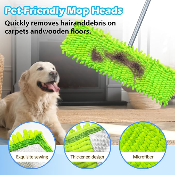 4PCS 16'' Microfiber Dust Mop Pads Compatible with Leifheit 55210 | Reusable Mop Refills,Replacent Wet Mopping Pad & Washable Dry Sweeping Cloths for Hardwood Floor/Tile/Marble Cleaning