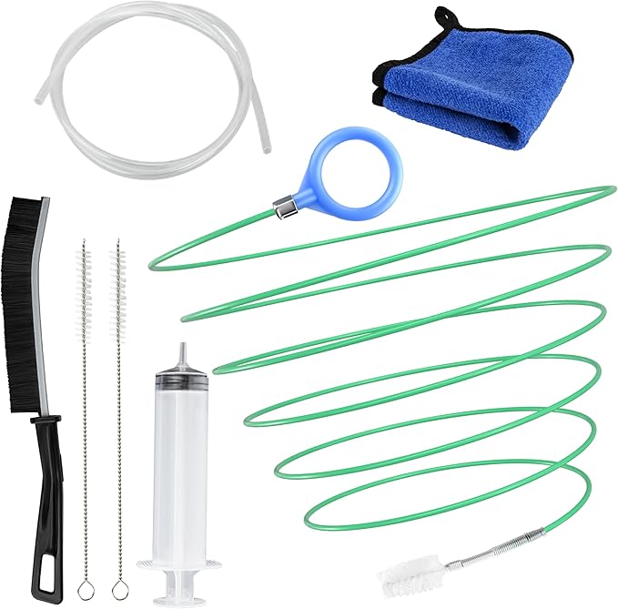ecocstm Auto Sunroof Drain Cleaning Tool, 120 Inch Flexible Drain Brush | Sunroof Drain Cleaner with Pipe Cleaning Brush, Injector Hose and Crevice Brush, Cleaning Tool for Drains, Sewers, Windshield