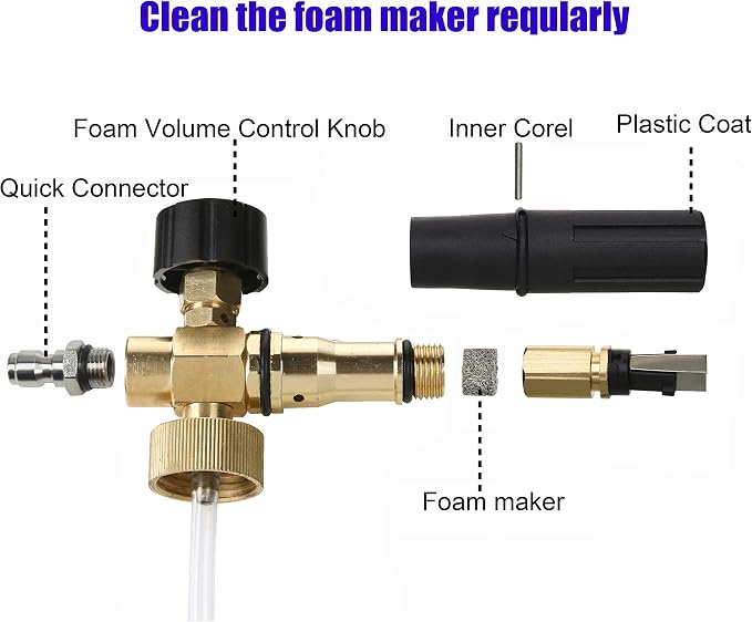 Tool Daily Foam Cannon with 1/4 Inch Quick Connector, 1 Liter, 5 Pressure Washer Nozzle Tips | Foam Cannon for Pressure Washer, 5 Power Washer Nozzle Tips Multiple Degrees for Car Washing