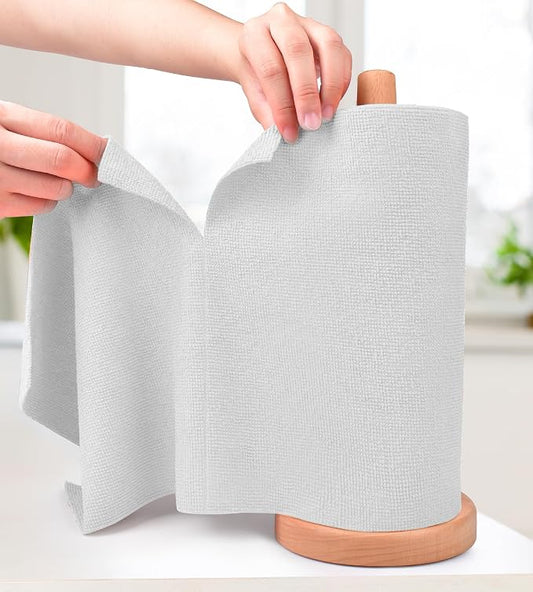KitchLife Microfiber Cleaning Cloth Roll - Tear-Away Reusable Microfiber Paper Towels, Lint-Free, Washable, 20 Sheets for Kitchen, Car, Dishes, and Sensitive Surfaces (Light Gray)