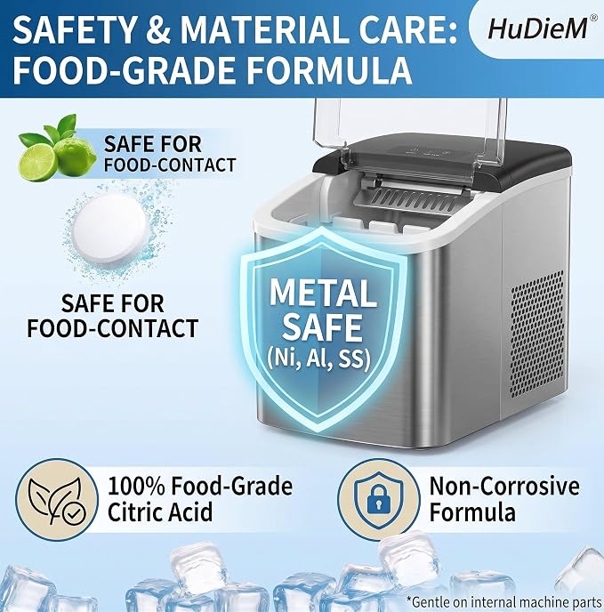 Nugget Ice Maker Cleaner Tablets - Bring Back Fresh-Tasting Ice | Removes Limescale & Odors to Keep Ice Machine Clean & Running Smoothly - Nickel-Safe - Fits GE Opal, Frigidaire & More