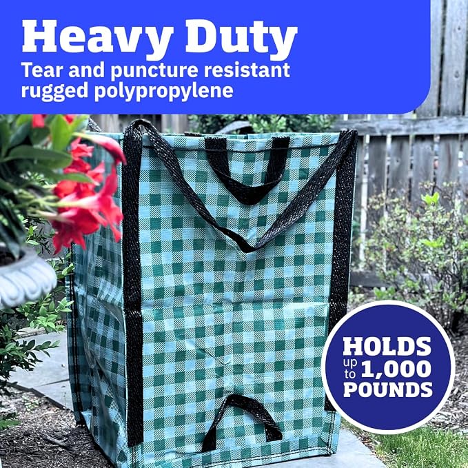 DURASACK Heavy Duty Home and Yard Bags, Gingham Green
