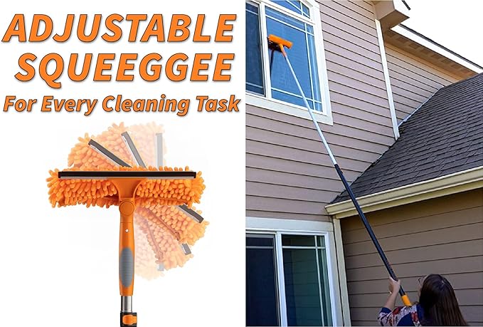 5-24 ft Window Washing Kit with Extension Pole (30+ Foot Reach) | Window Cleaning Tool & Window Washer Squeegee with Telescopic Extension Pole // Best Indoor Outdoor Window Washing Equipment