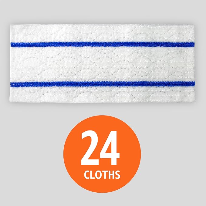 Amazon Basics Wet Mopping Cloth Refills, Multi-Surface Floor Cleaning, Fresh Scent, Low Streak, Disposable, 24 Count (Fits Swiffer Sweeper Mop Heads)