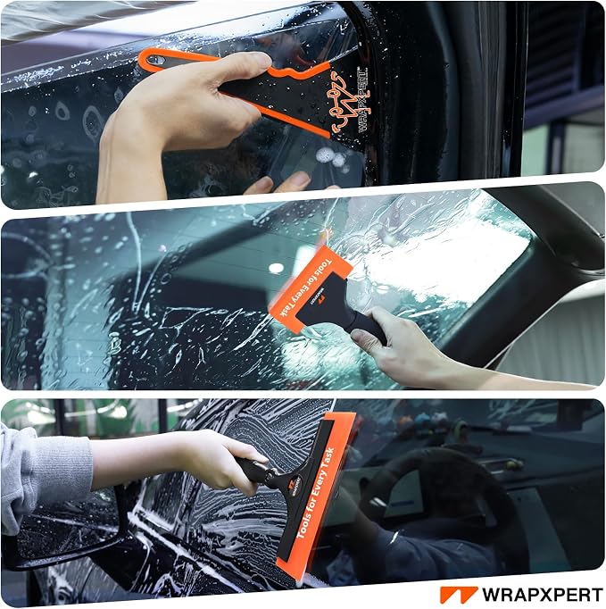 WRAPXPERT Window Tint Tools Kit, 3-Step Professional Window Tint Squeegee Set for Windshield & Rear Glass Tinting, Squeegee for Car Window Film Installation, Fast Water Removal and Bubble-Free Finish