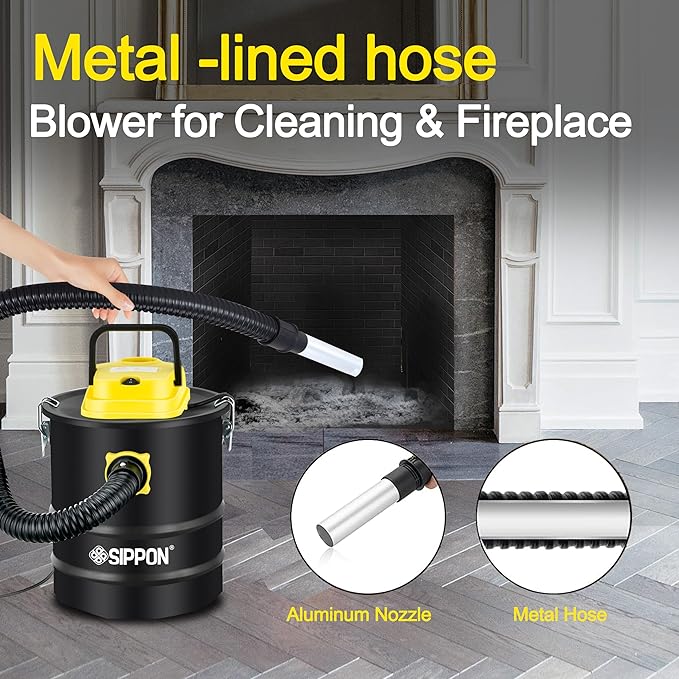 Ash Vacuum Cleaner, Pellet Stove Vacuum Cleaner with Wheeled Base & Blower Function, 800W Powerful Suction 2.6 Gallon All-in-One Ash Vacuum for Fireplaces, Pellet Stoves