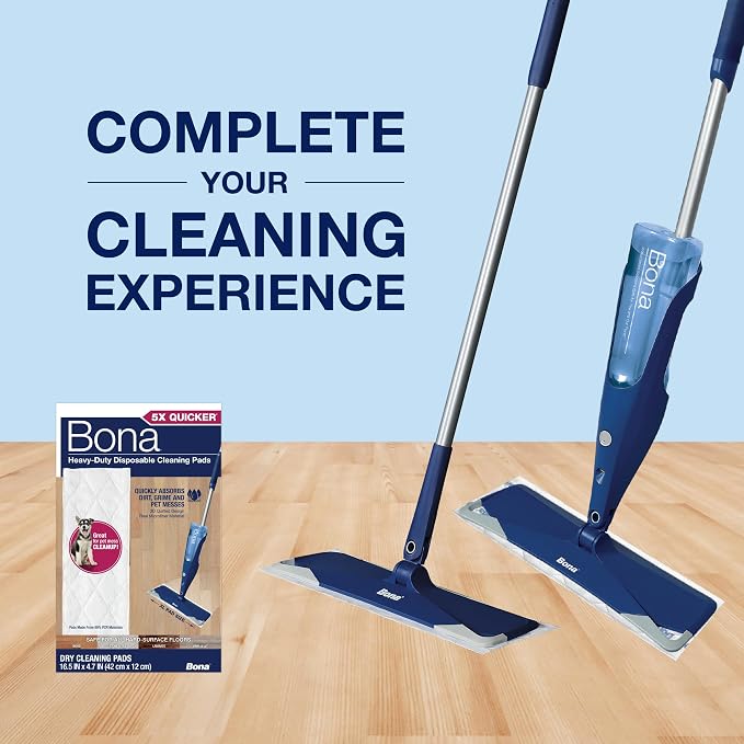 Bona Multi-Surface Floor Cleaning Pads - 18 Count | Heavy-Duty, Disposable, Microfiber Pads for Easy Floor Cleaning