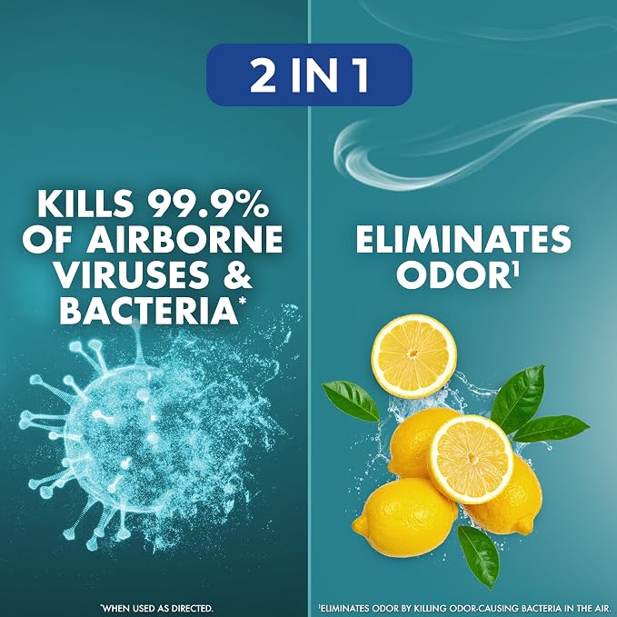 Lysol Air Sanitizer with Bacterial Odor Eliminator for Home & Office, Air Freshener Alternative, Simple Fresh Scent, 10 oz (Pack of 3)