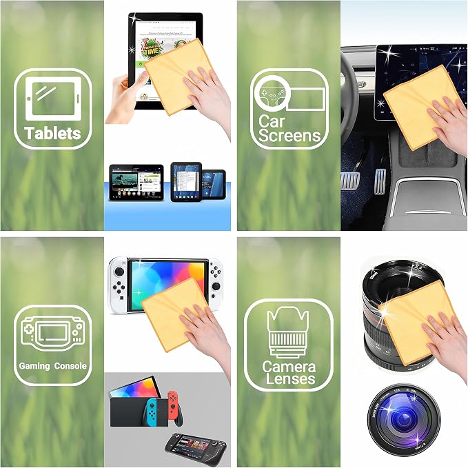 Eco-Fused Microfiber Cleaning Cloths Double-Sided - 5 Pack - 6.6 x 6.2 inch - Microfiber and Suede Cloth for Smartphones, LCD TV, Tablets, Laptop Screens, Camera Lenses (Yellow)