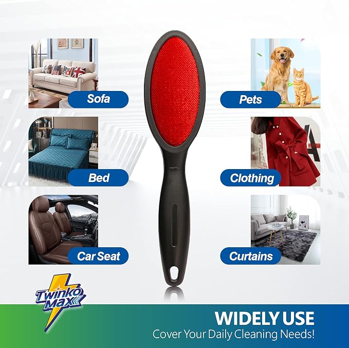 Twinko Max Lint Brush for Pet Hair, Reusable Lint Remover for Clothes | Double-Sided Head, Classic Velvet fabric, Ideal for Pet Hair Removal, Couch & bedding Cleaner, Dog & Cat Fur Removal