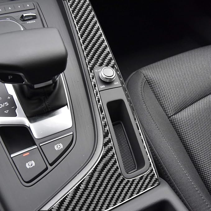 Real Carbon Fiber Trim for Audi Accessories | for B9 A4 S4 A5 S5 2020-2025 / RS5 2021-2025 Center Console Gear Shift Side Panel Frame Interior Thick Overlay Decal