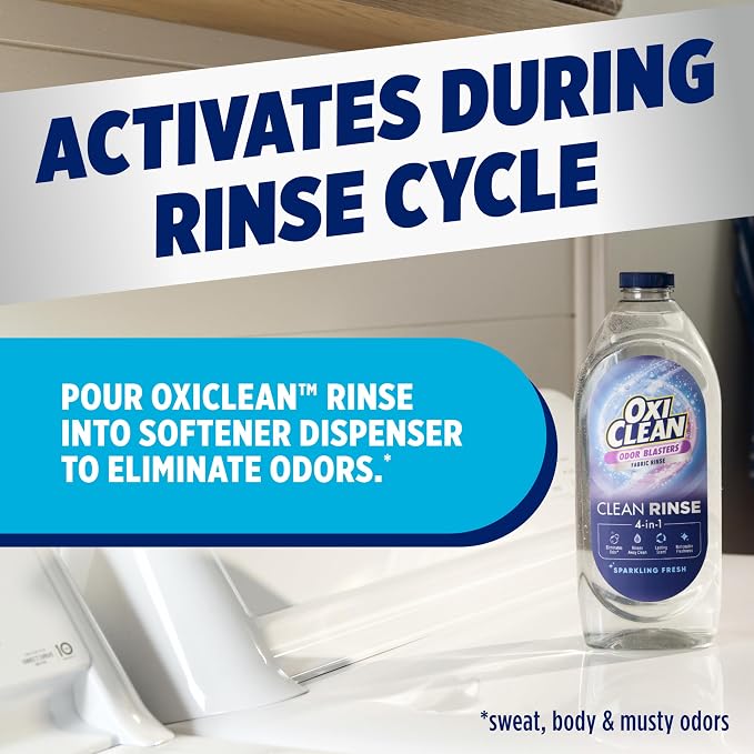 OxiClean Odor Blasters Fabric Rinse, Sparkling Fresh Scent, 50 fl oz | 4-in-1 Clean Rinse Formula, Laundry Additive, Odor Eliminator, Removes Sweat and Musty Odors