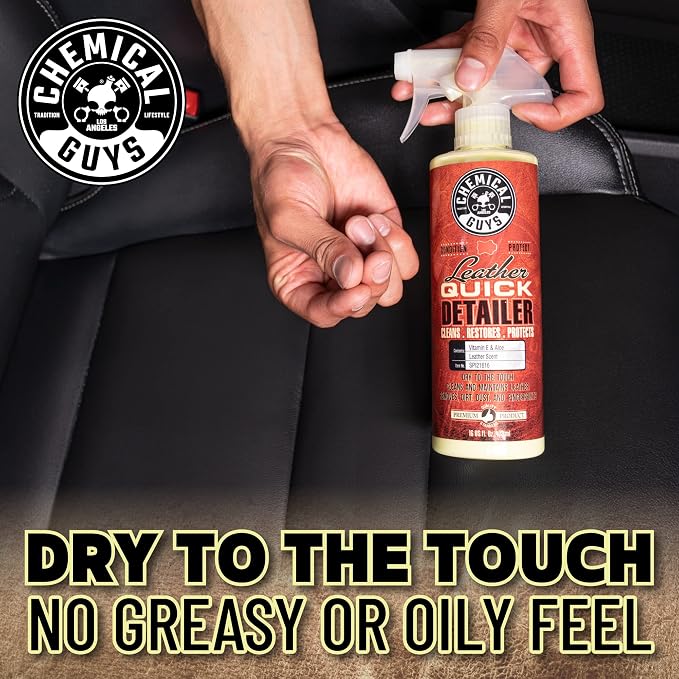 Chemical Guys, Leather Quick Detailer, Cleaner & Conditioner Spray, 16 oz | Quick spray cleans and conditions seats, furniture and apparel, safe on natural, synthetic and faux leather