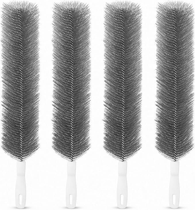 Fan Cleaning Brush, Bendable Microfiber Duster, Washable Reusable Fan Brush Cleaner for Fan Blades, Vents, Screens & Narrow Gaps (4, Gray)