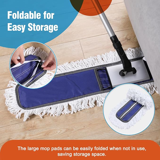 CLEANHOME Commercial 36" Microfiber Mop Pads, Blue, 2 Pieces | Just Fit CLEANHOME Industrial Dust Mop: B08R3F1ZZM,B0GL7WQZBY,B0GL7R3KKP,B08R3H69ZB