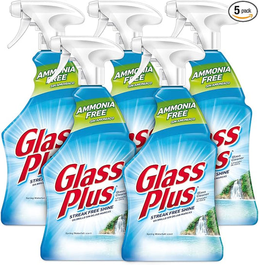 Glass Plus Glass Cleaner, 32 fl oz Bottle, Multi-Surface Glass Cleaner (Pack of 5)