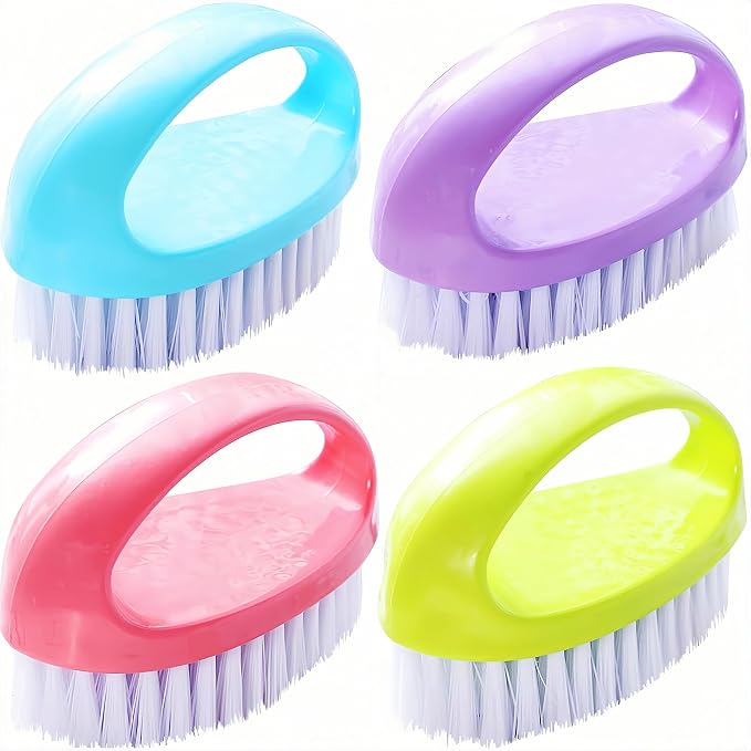 Scrubbing Brushes for Cleaning Small Scrub Brush with Nylon Stiff Bristles | 4 Pack Heavy-Duty Scrubber Cleaner Brush Multi-Purpose Cleaning Brush for Bathroom,Showe,Sink,Kitchen,Bathtub,Floor -Compact