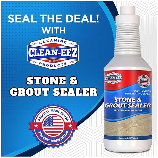 Clean-EEZ Grout Sealer - Protect Your Floors and Showers from Stains - Natural Stone Safe - Water and Oil Shield - Large 32 oz Bottle