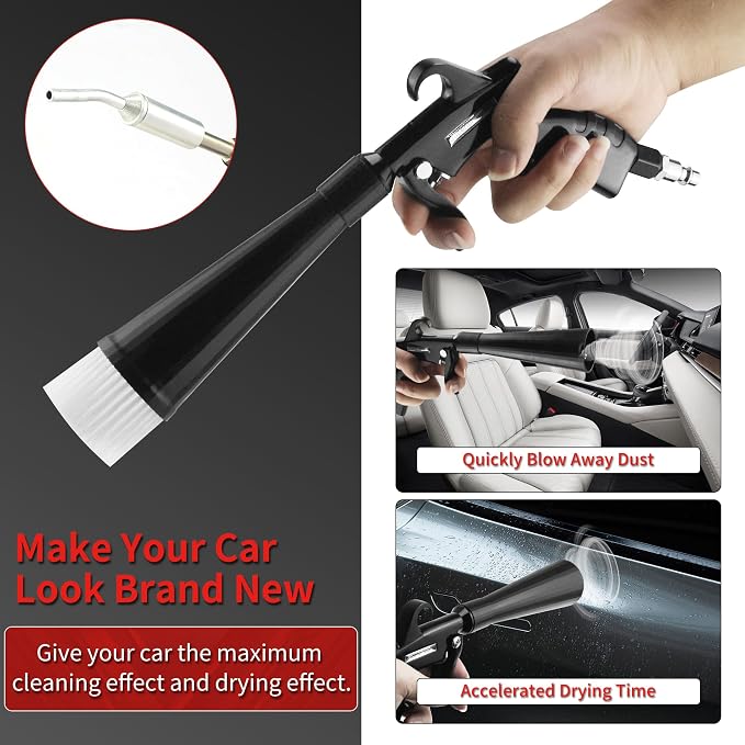 HANDY High Pressure Car Interior Cleaning Gun Interior Dryer Hair Dryer Car Detail Gun Fast Drying Blows Away Dust and Dirt Using Air | Car Detailing Tools for Quickly Blowing Out Debris and Dust Air-Powered