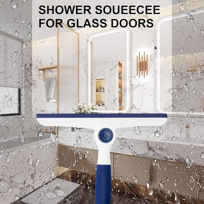 Window Squeegee for Glass Doors，All-Purpose 9.7” Window Cleaning Squeegee, Handheld for Windows, Car Windshields & More，Grey (9.5" Window Squeegee)