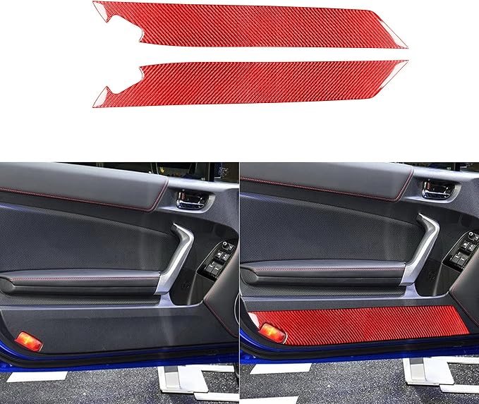 Red Real Carbon Fiber Accessories Decals Inner Door Panel Lower Cover Trim Compatible with Subaru BRZ/Scion FR-S/Toyota 86 2016 2017 2018 2019 2020 Car Interior Stickers