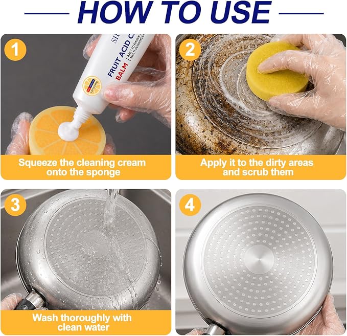 SIIEEC Quartz Countertop Stain Remover Cream & Deep Cleaner, Fruit Acid Cleaning Balm | Removes Coffee, Water, Grease & Food Stains | Non-Abrasive, Scratch-Free