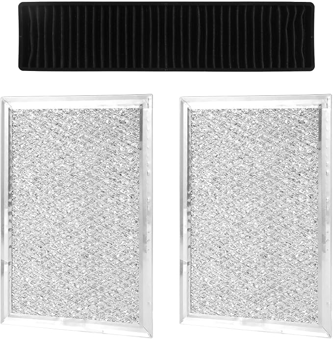3pcs Microwave Replacement Set for LMV2031ST/LMV2031BD/ LMHM2237ST/LMH2235ST & More, Include 2 Microwave Under Vent Grease Filter and 1 Charcoal Filter Compatible with 5230W1A012B & 5230W1A003A