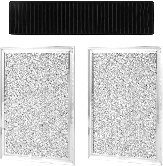 3pcs Microwave Replacement Set for LMV2031ST/LMV2031BD/ LMHM2237ST/LMH2235ST & More, Include 2 Microwave Under Vent Grease Filter and 1 Charcoal Filter Compatible with 5230W1A012B & 5230W1A003A