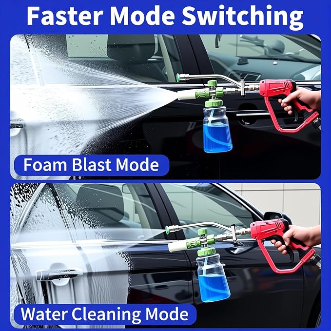 Foam Cannon Dual Connector Accessory, Pressure Washer Double Tip Attachment for Soap Cannon, 7 Pressure Washer Sprayer Nozzles, 1/4" Quick Connect, 4200 PSI