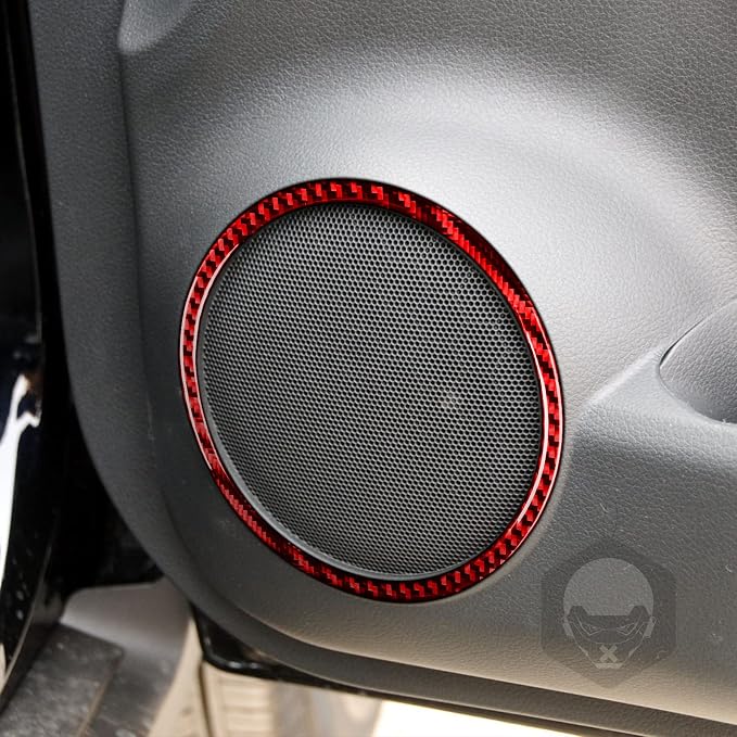 Red Real Carbon Fiber Trim for Nissan Rogue Accessories | for 2014-2020 / Rogue Sport 2017-2022 Door Inner Horn Ring Sticker Interior Thick Overlay Decal