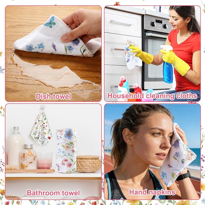 IANFEPH 36 Pcs Reusable Paper Towels Roll Paperless Cotton Cloth 9.8" X 11" Washable Kitchen Towel Absorbent Soft Flannel Reusable Hand Napkin for Home Bathroom Cleaning Household Dishcloth