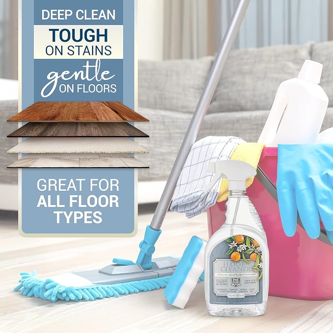 ProCare Citrus Floor Cleaner (Made in USA) | Streak Free Cleaner for Tile, Stone, Laminate, Vinyl & Natural Wood Floor Cleaner for Mopping, Floor Cleaning Solution with Citrus Aroma -32oz Spray Bottle