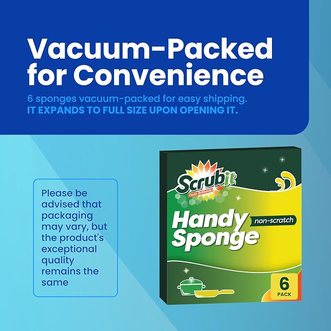 SCRUBIT Cellulose Scrub Sponge - Kitchen Cleaning Sponges for Dishes, Pans, Pots & More- 6 Pack Dishwashing Sponges - Colors and Packaging May Vary
