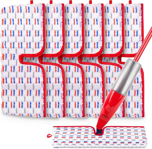 Microfiber Reusable Mop Pads Compatible with O-Cedar Promist MAX, Mop Heads Replacement Thicken Refills Wet Dry Mopping Dual-Sides Use for All Floor Surfaces(6 Pack)
