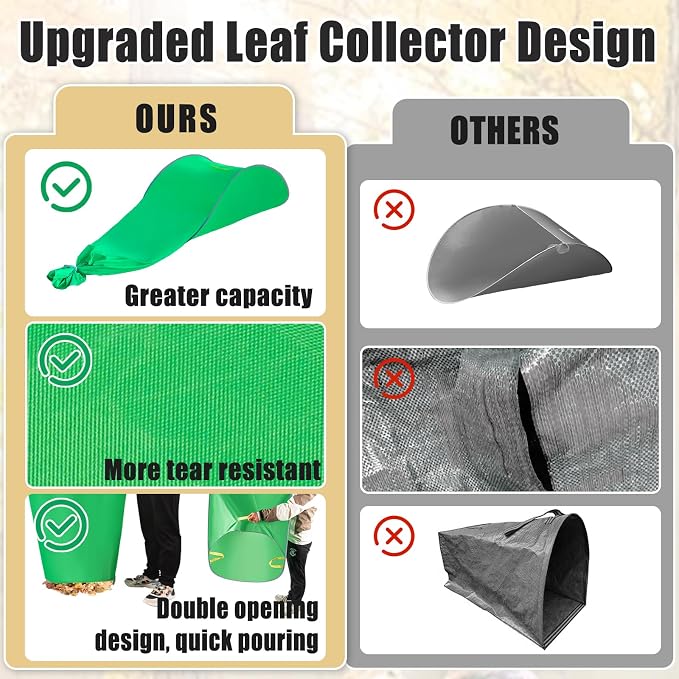 UQM Leaf Collector, Portable Pop Up Leaf Bags, Foldable Leaf Pick Up Tools | Foldable Leaf Pick Up Tools, Reusable Yard Garden Bags for Leaves Lawn Trash