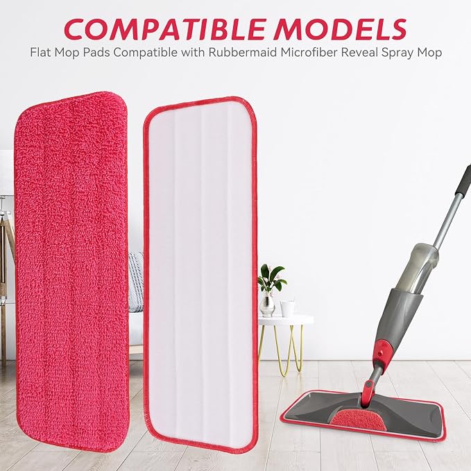 Replacement Microfiber Mop Pad for Rubbermaid Reveal Spray Mop - 10 Pack 16.5" Wet & Dry Floor Cleaning Refills Reusable Fit for Any Microfiber Reveal Flat Mop